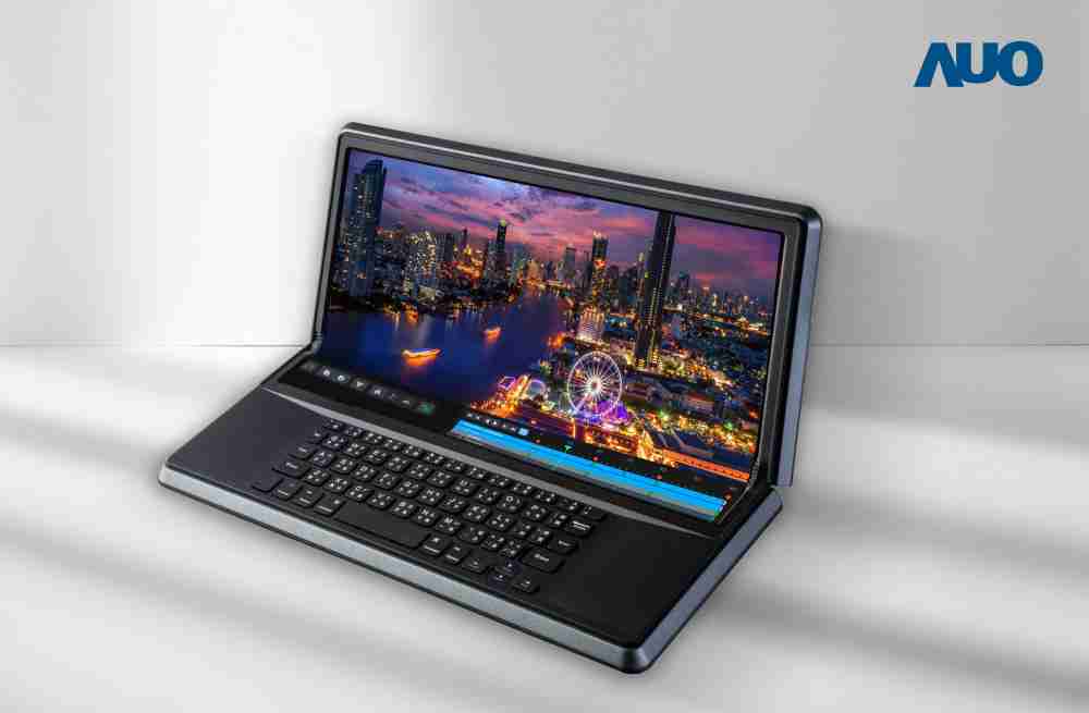 888.BY集团电子游戏14.6吋Micro LED折迭显示屏幕，，搭配半径4mm的弯折绞炼，，以及高画素、、、高亮度、、高对比度的显示技术特点，，即便在大视角下仍保有绝佳色相与亮度