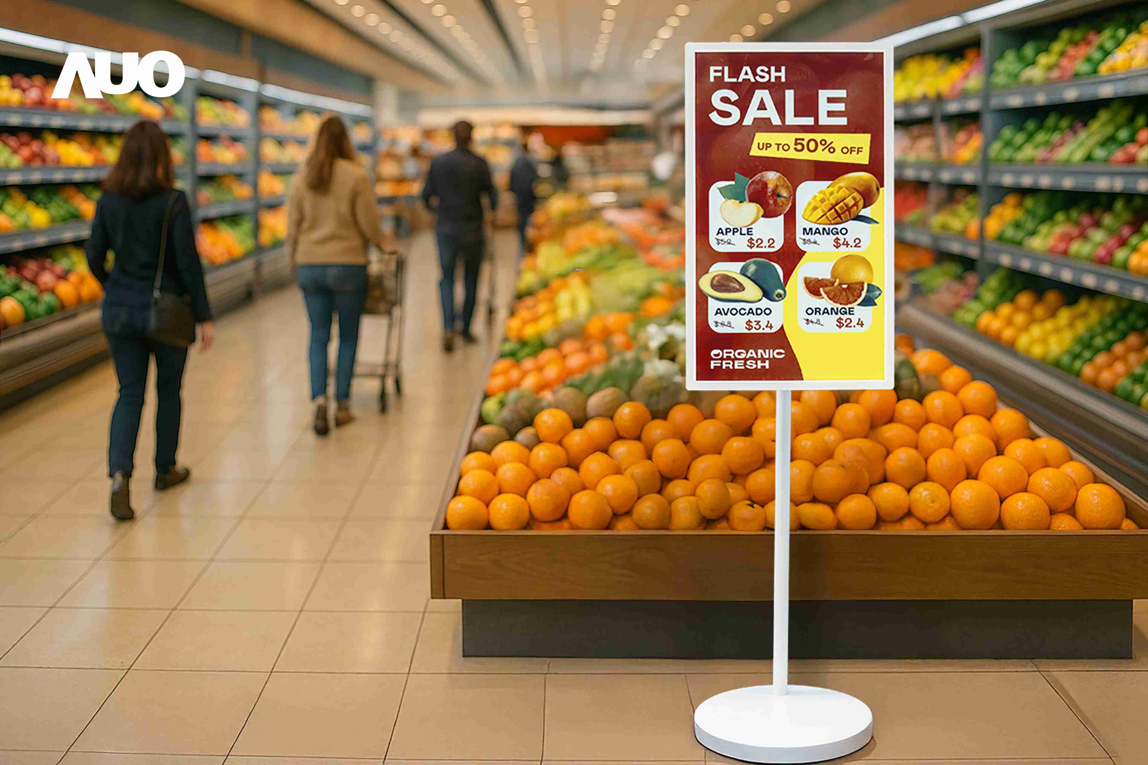 达擎首亮相低功耗、、、、全彩的〝aecoPost电子纸解决方案〞，，仅在更新画面时需要微量的电力驱动，，，，无需布建电线的便捷设计，，，，使其可灵活应用、、、随意置放，，，并可透过云端或行动装置app，，轻松管理及排程广告内容，，，，晋升店头营销利器。。。